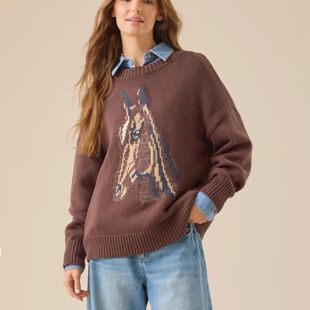 Dakota Cotton Blend Horse Sweater